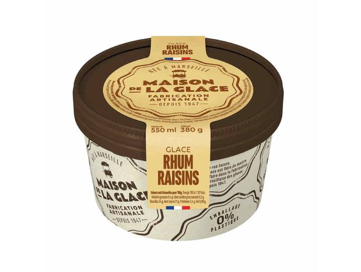 MAISON DE LA GLACE Pot de glace Rhum Raisin - 380 g