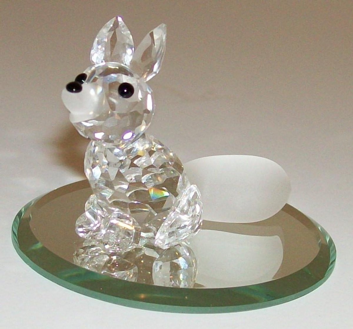 Mini Zittende Vos Kristallen Beeldje - Helder Kristal - Hoogte: 57 cm - Mat