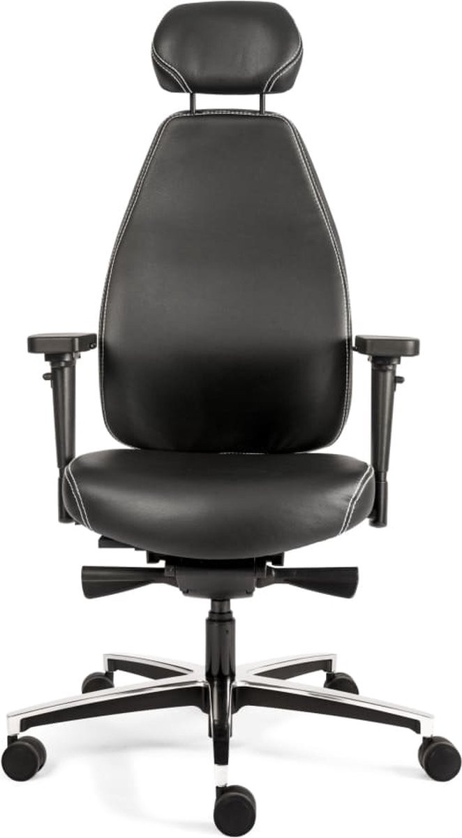 Sit And Move Therapod X Bureaustoel met Hoofdsteun en Armleuningen - Zwart Leder