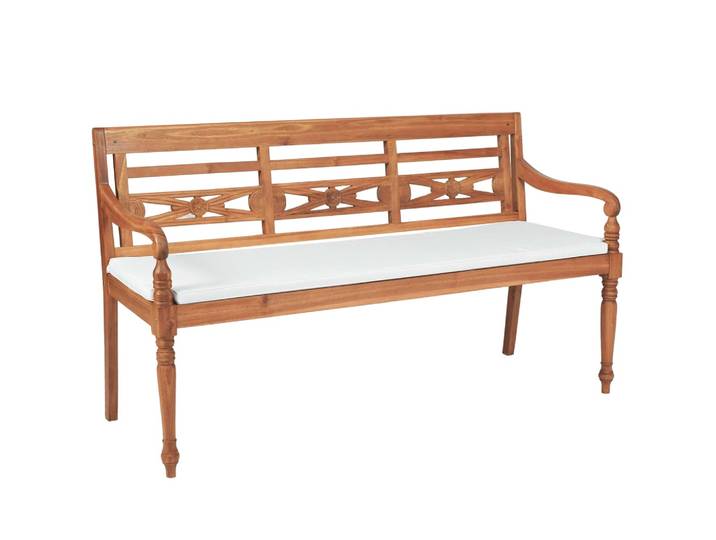 vidaXL Batavia Gartenbank mit Polstern 150 cm Teak