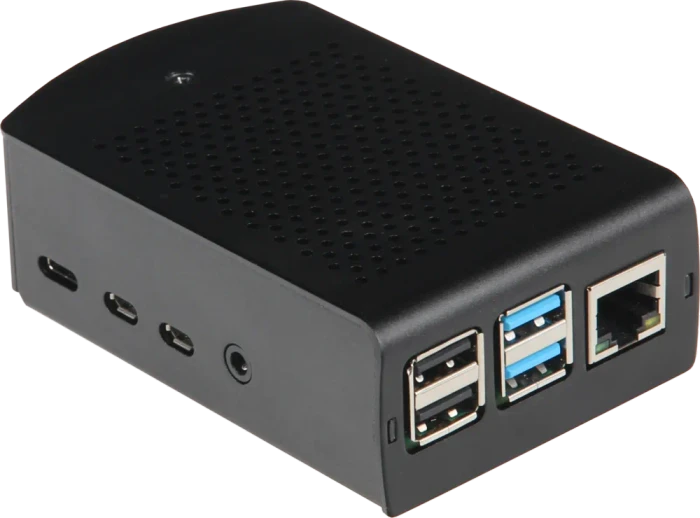 Raspberry Pi 4B 06 Aluminium Gehäuse mit Wandbefestigung, schwarz