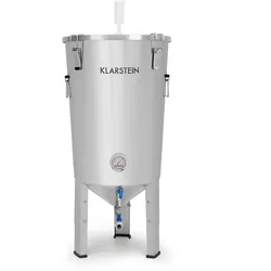 Klarstein Gärkeller Pro Fermentierkessel 30 Liter Hefeablassventil 304-Edelstahl Silber-Metallic