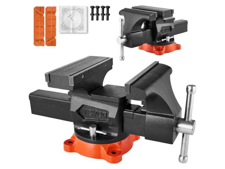 VEVOR Étau Établi Polyvalent Largeur Mâchoire 203 mm\, Étau Atelier Fonte Ductile\, Ouverture Max de Mâchoire Arrière 292 mm\, avec Enclume\, Base Pivotante 360°\, Gorge 94 mm\, pour Serrage de Tuyaux Ronds