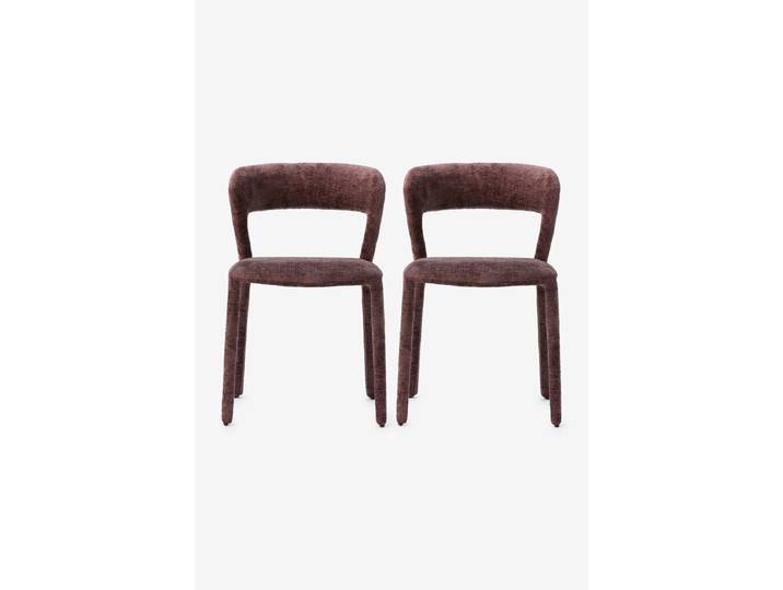Donkerpaarse chenille eetkamerstoelen