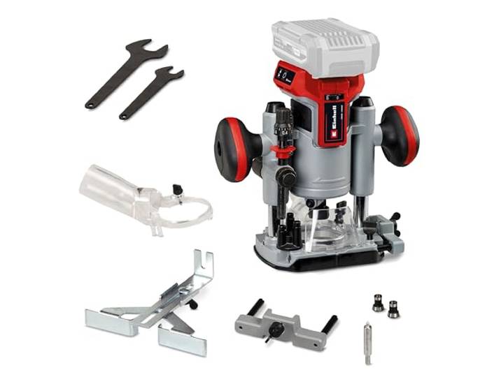 Einhell Professional Défonceuse sans fil TP-RO 18 Li BL-Solo PXC 18 V course 35 mm moteur Brushless Ø 6 et 8 mm guide parallèle LED accessoires sans batterie