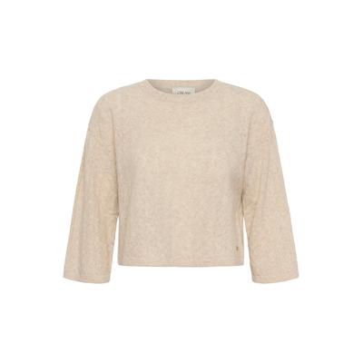 Strickpullover CREAM "Damen Strickpullover CRMela", Damen, Gr. L, blau (oat melange), Obermaterial: 100% Wolle WO., Pullover Strickpullover