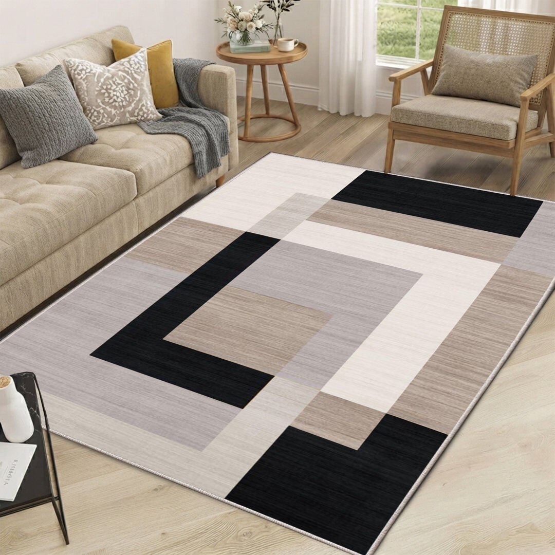 East Urban Home MILO Neutral Geometric Machine Tufted Area Rug MILO NEUTRAL Rectangle 200 x 290 cm