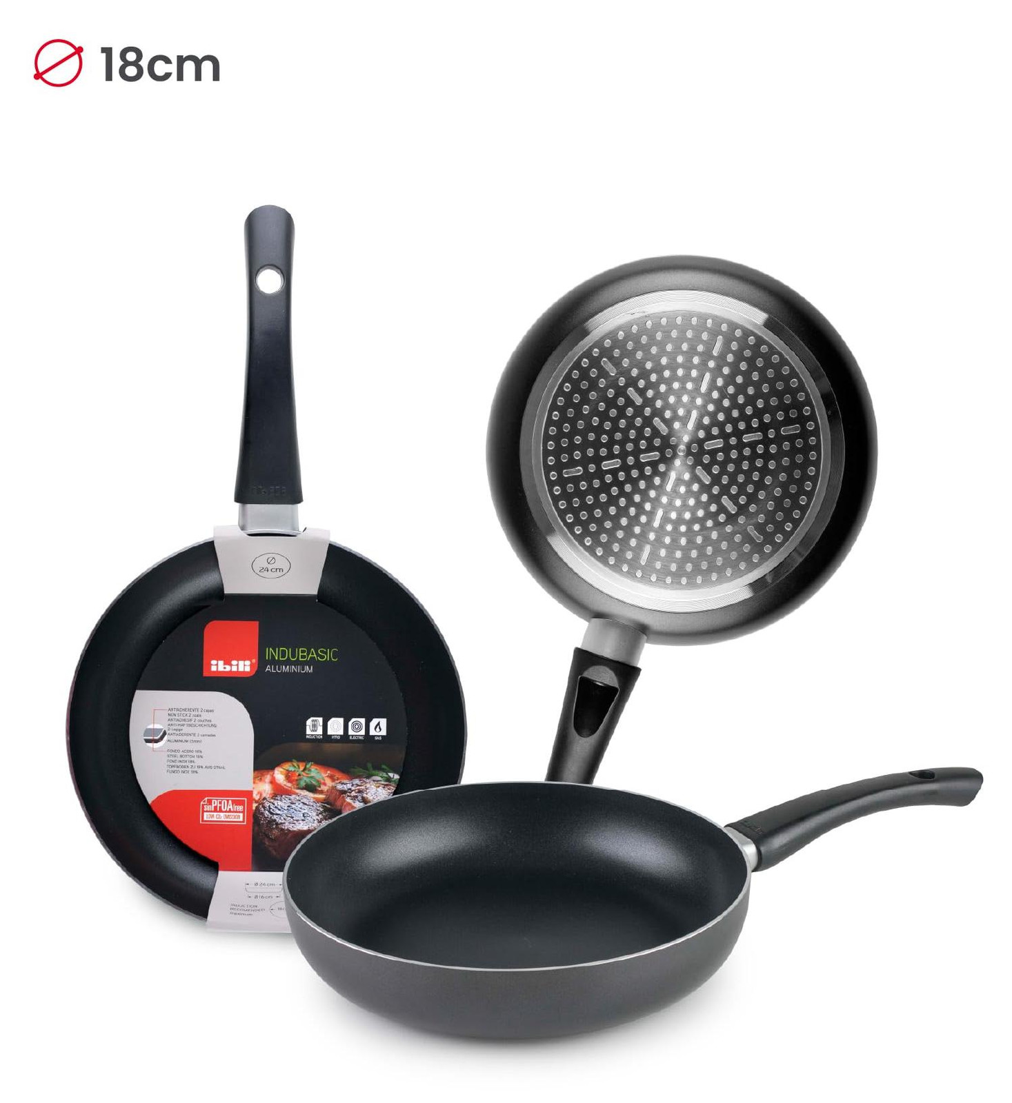 Ibili Menaje 405018 Koekenpan, 18 cm, zwart