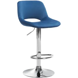 CLP Barhocker Camden Samt chrom - Farbe: blau, Gestellmaterial: Metall in Chromoptik