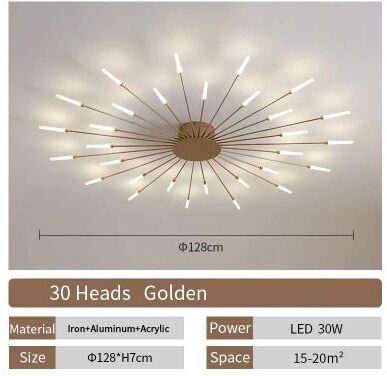 Uplift Picks Nordic Flower LED Ceiling Light Modern Sputnik Chandelier gold (30 Head) dimmable With Remote