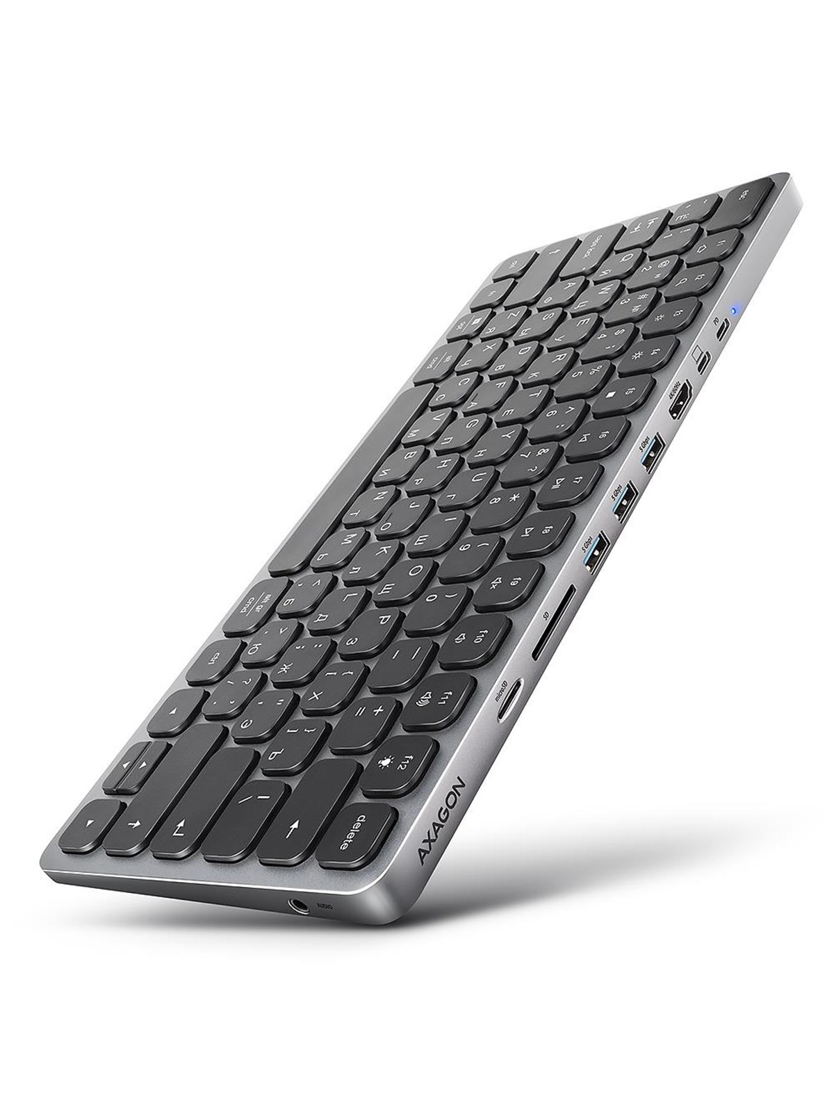 AXAGON 9-in-1 Tastatur-HUB - Russich - Schwarz