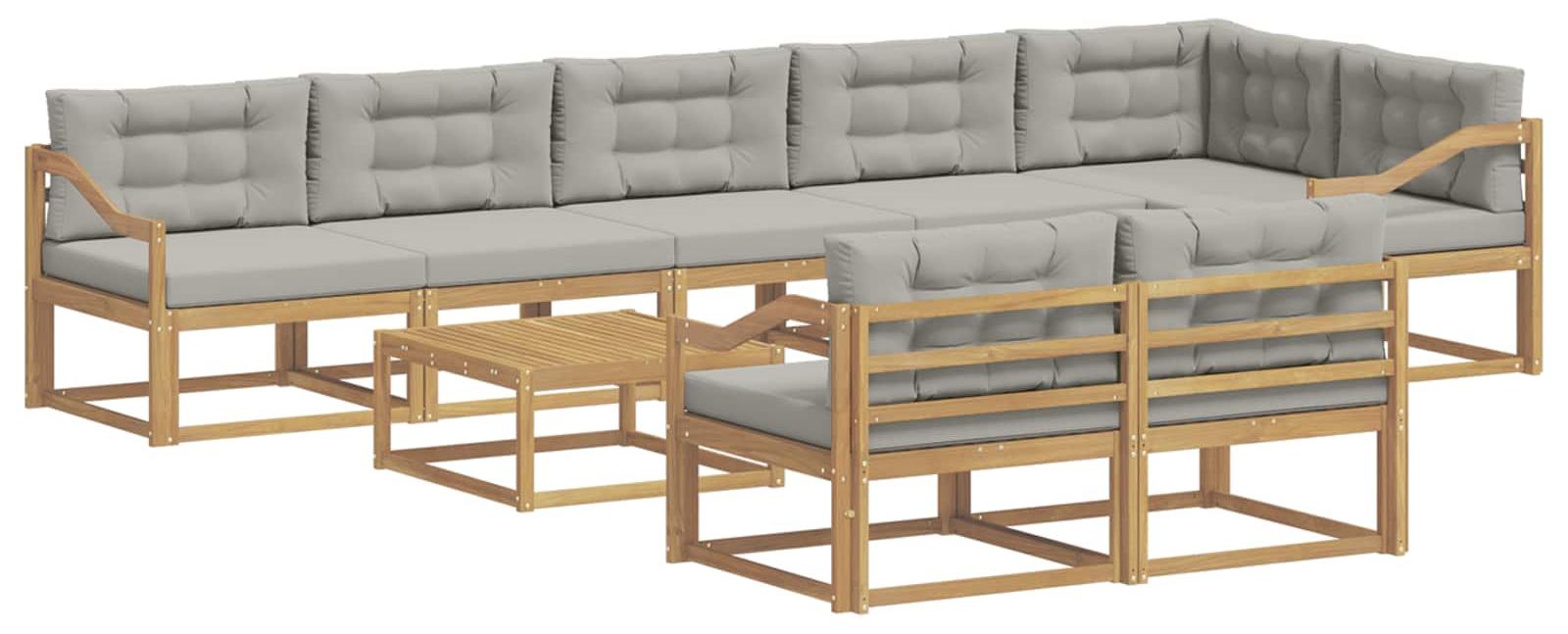 Outdoor-Sofagarnitur 9 pcs Weiß und Hellgrau 79 x 79 x 37 cm