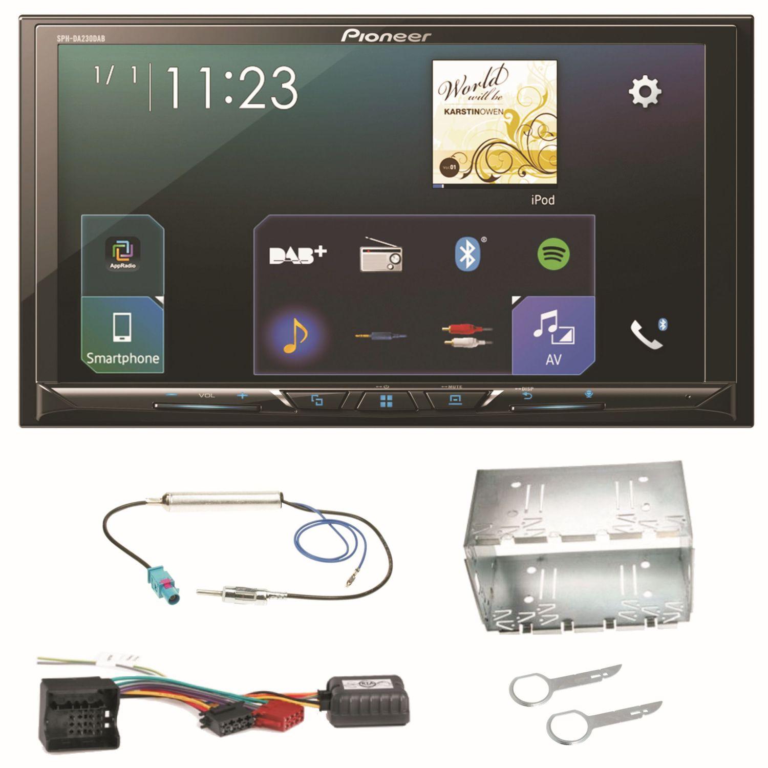 Pioneer SPH-DA230DAB Bluetooth Carplay Android Auto Einbauset für Fox Polo 9N3