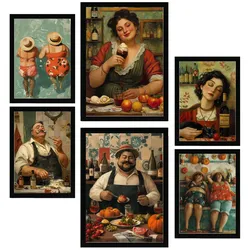 POSTER Set Mit 6 Italienischer Sommer A3 & A4 Schwarzer Rahmen