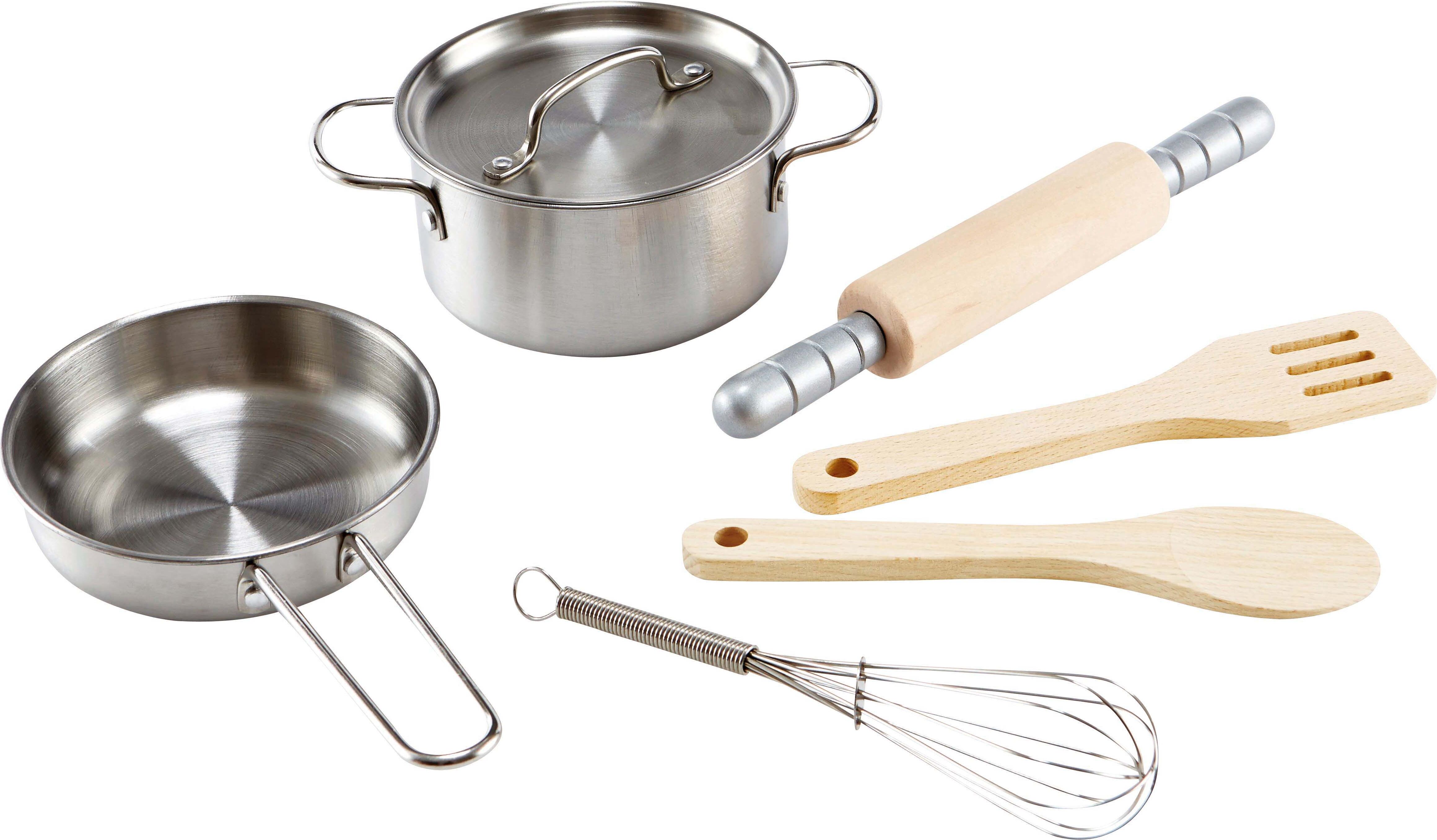 Kinder-Küchenset HAPE "Kochset für Küchenchefs", silber (natur, altsilberfarben), Spielzeug-Haushaltsgeräte, Kinder, Kinder-Küchenset