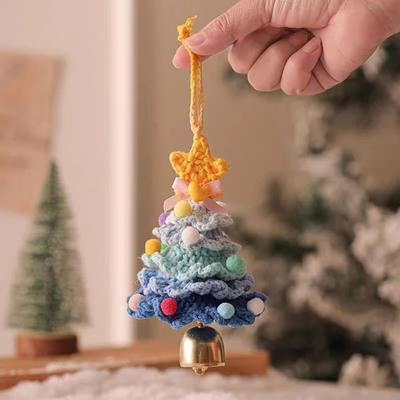 Uplift Essentials Knitted Christmas Tree Hanging Pendant With Jingle Bell style A