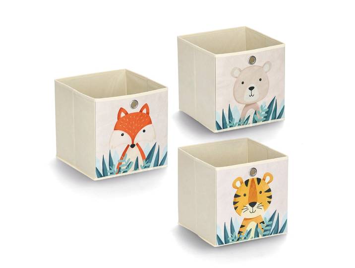 Aufbewahrungsbox ZELLER PRESENT Animals , beige, B:28cm H:28cm T:28cm, Vlies, Aufbewahrungsboxen, Aufbewahrungsbox, Vlies, faltbar, verschiedene Tiermotive