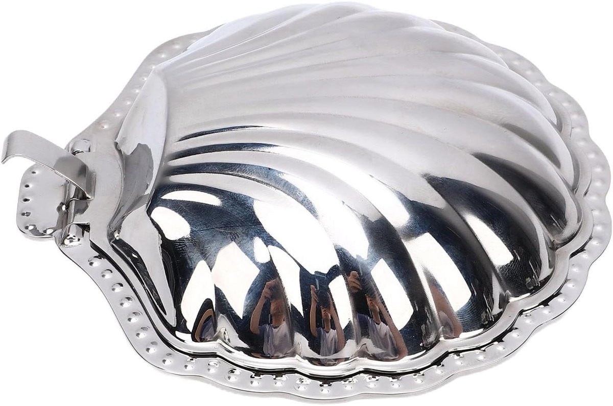 Zilveren Sieraden Schotel met Schelp Ontwerp - Decoratief Dienblad voor het Opbergen van Sieraden - Diameter: 13 cm
