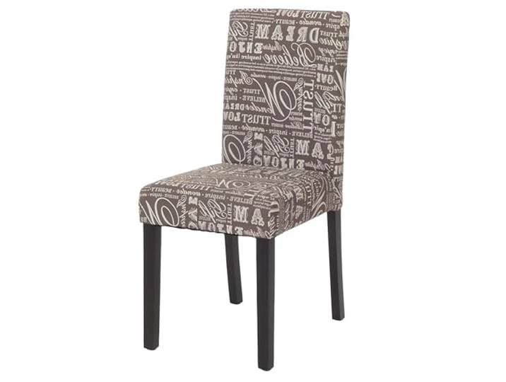 Mendler Esszimmerstuhl Littau Stoff/Textil - Schriftzug grau, dunkle Beine