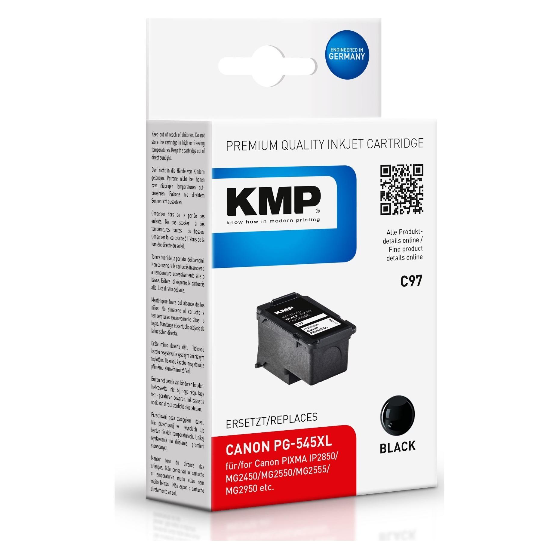 KMP C97 Tintenpatrone kompatibel mit Canon PG-545 XL (BK) (1562,4001)