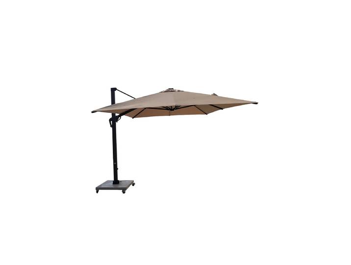 Premium 360° Ampelschirm „Roma Deluxe“ inkl. Solar-LED Beige 300 x 300 cm LLR Collection