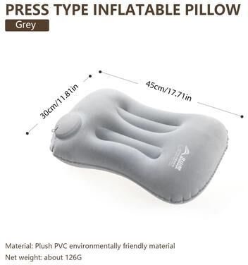 Uplifted Goods Ultralight Inflatable Travel Pillow For Camping & Hiking grey