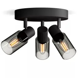 Philips 3er Palms Deckenstrahler in Schwarz IP20 - E14 Fassung - aus Glas und Metall