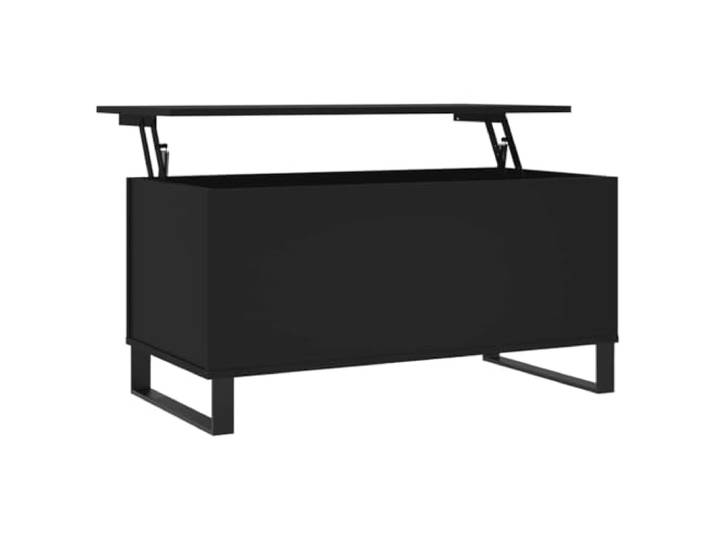 KUTYWEXFM Höhenverstellbarer Couchtisch Schwarz 90x44,5x45 cm Praktische Klappfunktion für bequemes Arbeiten und Speisen direkt am Sofa im modernen Wohnzimmer mit integriertem Staufach.