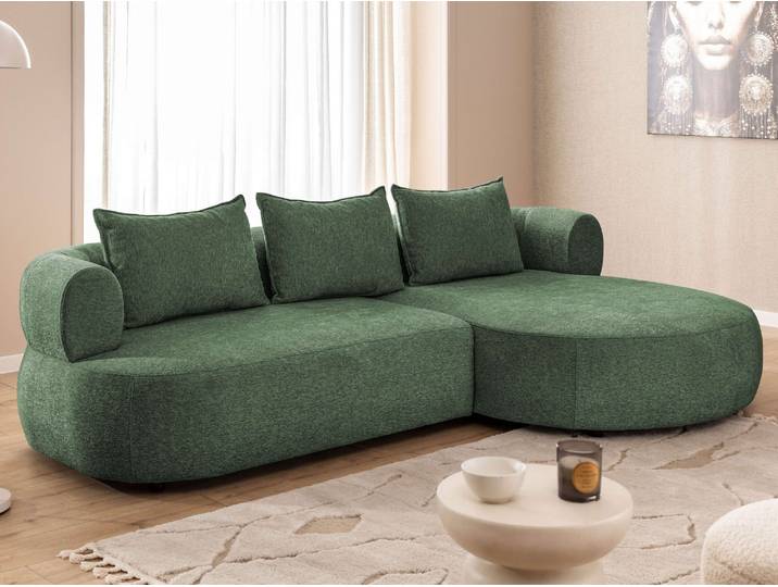 Ecksofa HOME AFFAIRE LUSSAC L-Form Design-Sofa mit Zierkissen, Masse B/T/H: 257/159/78 cm , grün, B:257cm H:78cm T:159cm, 100% Polyester, Sofas, Ecksofa, hoher Sitzkomfort und modernes Design, Sofa ohne Bettfunktion