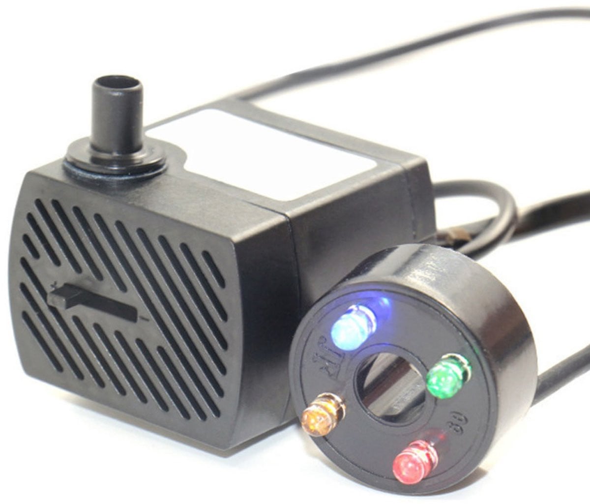 Mini Aquarium Waterpomp met 4 Kleuren LED-verlichting voor Fonteinen en Vijvers, 350 L/u, Maximale Opvoerhoogte 0,85 m