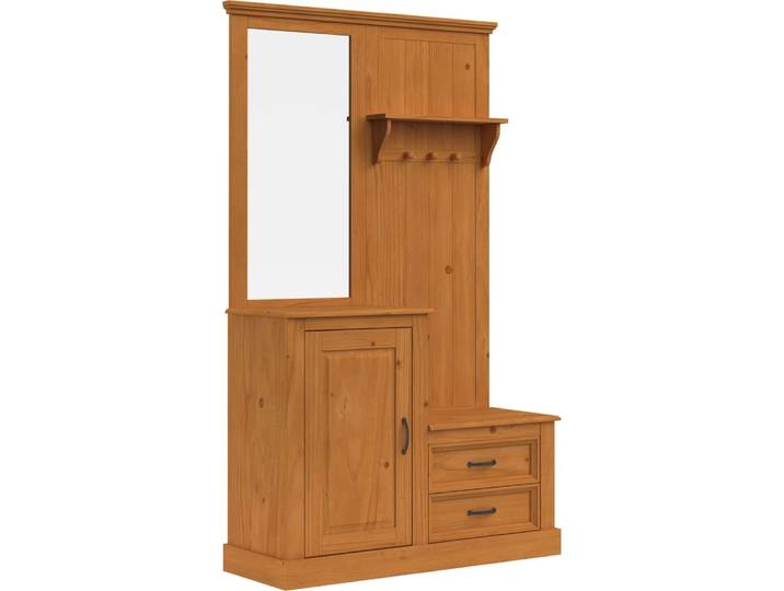 Armoire avec miroir et 1 porte 2 tiroirs en pin