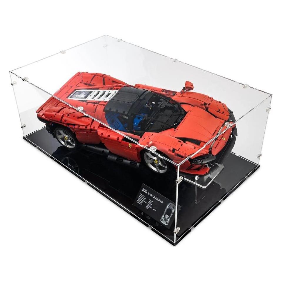 iDisplayit Acryl-Display XL & Ständer für LEGO 42143 Ferrari Daytona SP3 (Mit schwarzem Boden) (EC653924-BLK-XPT10S1)