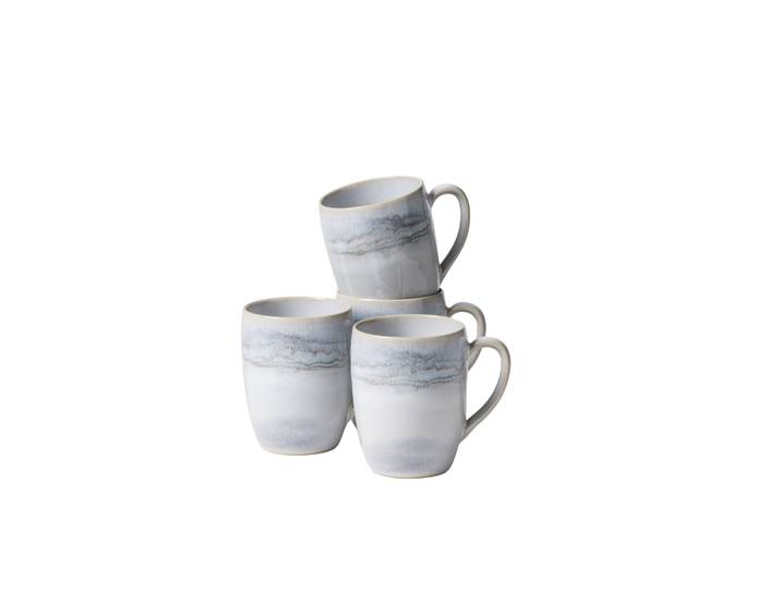 Becher GIPFELSTÜCK Tiefer See , grau (grau, weiß), 4, Trinkgefäße, Becher
