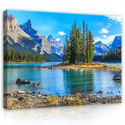 LEINWANDBILD Natur Berge See 120x80