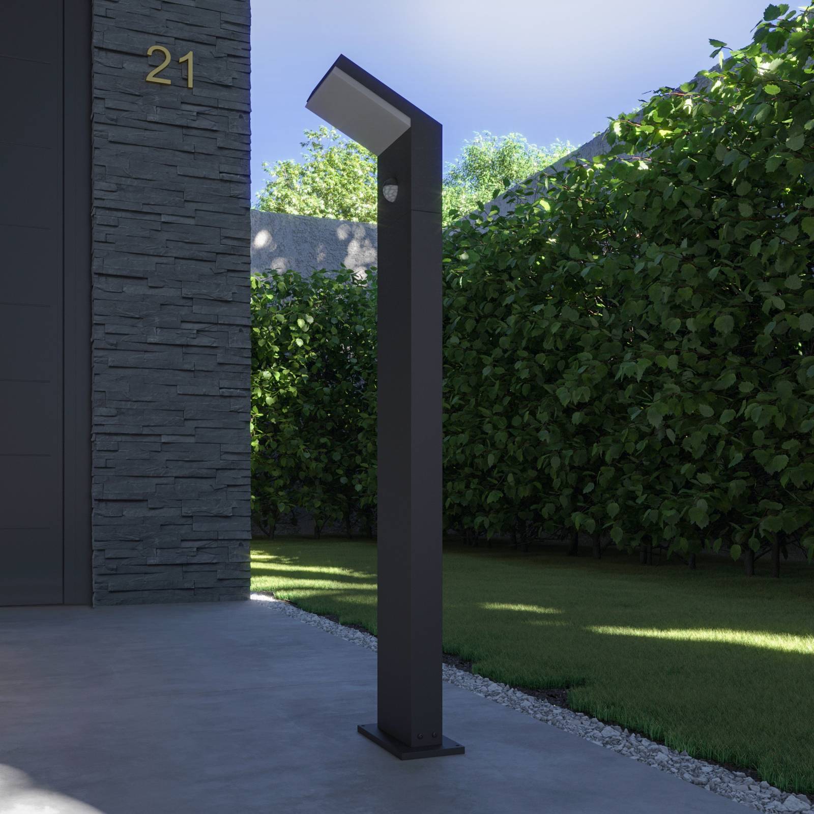 Arcchio LED-Wegeleuchte Yolena, Sensor, 100cm, anthrazit Yolena, schwarz, Aluminium, Modern