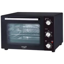 Adler AD 6025 Elektrobackofen 35 L mit Ober Unterhitze Umluft und Drehspieß Schwarz