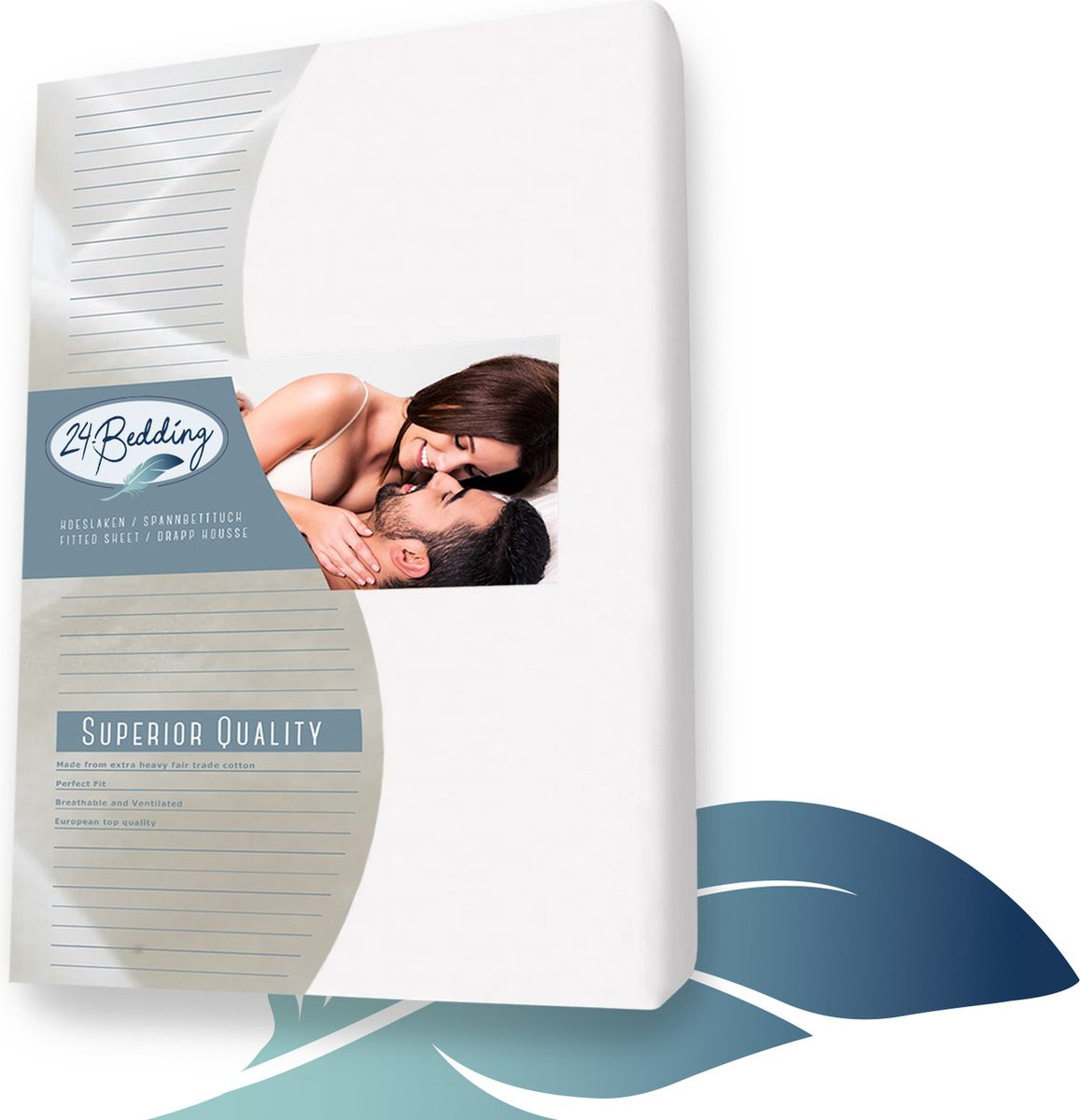 24-Bedding Badstof Splittopper Hoeslaken 180 gr/m2 - Wit - 180 x 210 cm