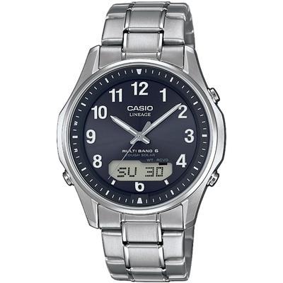 Funkchronograph CASIO FUNK "LCW-M100TSE-1A2ER", silber (titansilberfarben), Armbanduhren, Herren, Solaruhr, Armbanduhr, Herrenuhr, Funkuhr, Titanarmband, Weltzeit
