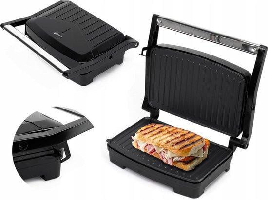 Huslog Kontaktgrill Paninimaker - Tosti Apparaat met Antiaanbaklaag - Zwart - 28 x 22,5 cm