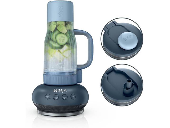 Ninja BlendBoss Blender Portable avec Gobelet de Voyage Amovible, 3 Modes Automatiques Prédéfinis, Pilonne la Glace, 710 ml, Pièces Compatibles Lave-Vaisselle, Cyberspace