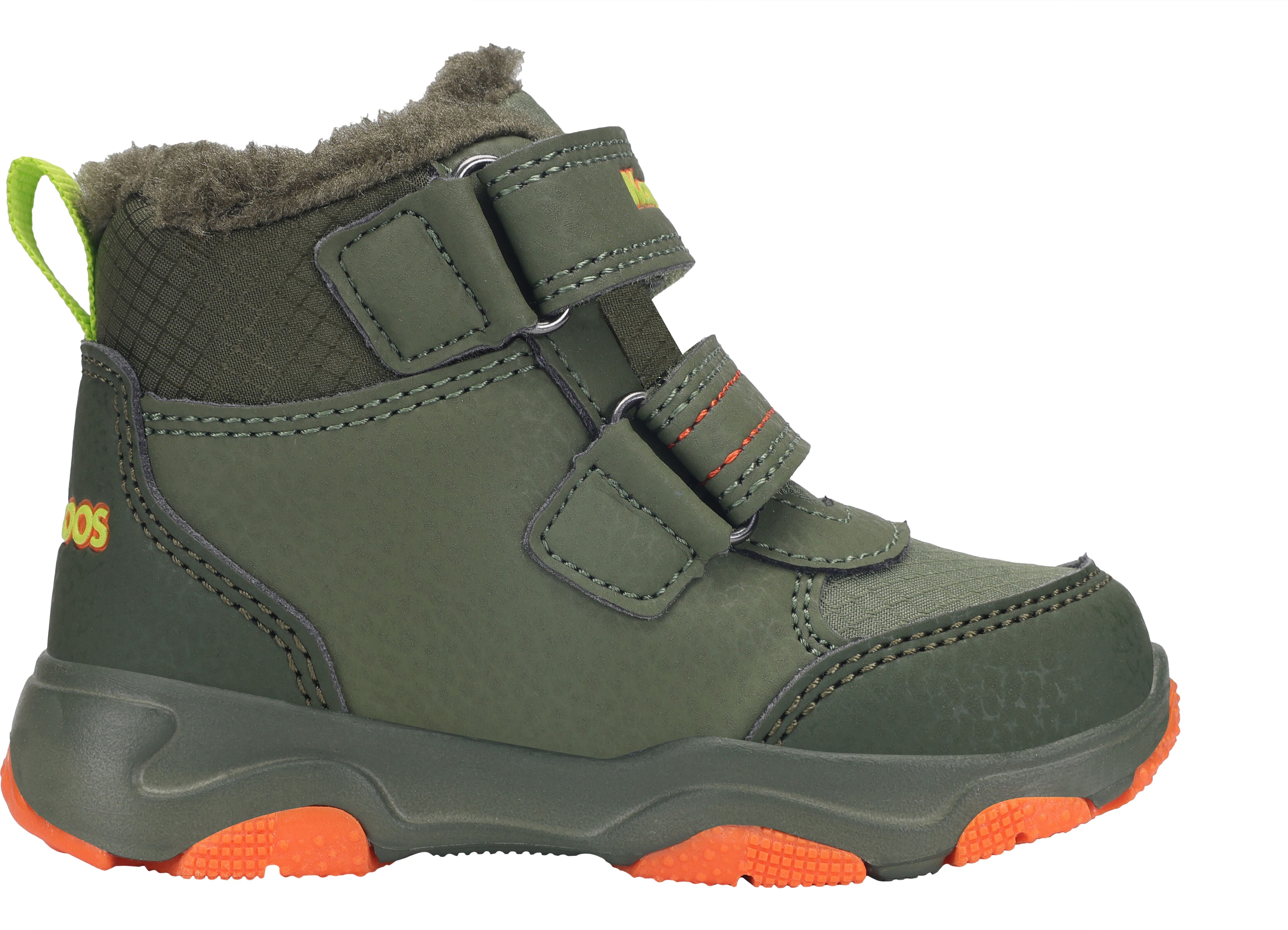 Winterboots KANGAROOS "KS-YOTTO MID V RTX", Jungen, Gr. 25, reflektierend wasserabweisend wärmend, grün (military grün, flame), Synthetik, Textil, Schuhe Winterboots, Snowboots, Winterboots, Winterschuhe, wasserdicht military grün, flame 25, reflektierend