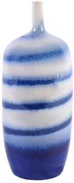 Legend of ASIA Blue & White Horizontal Striped Vase Large Porcelain