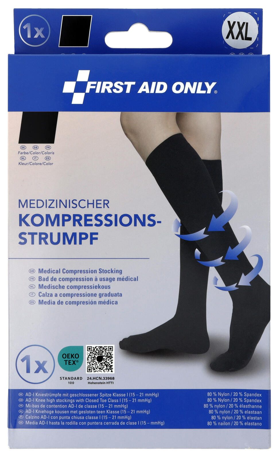 FIRST AID ONLY® Kompressionsstrümpfe, geschlossene Spitze schwarz Größe XXL 1 St. P-10083