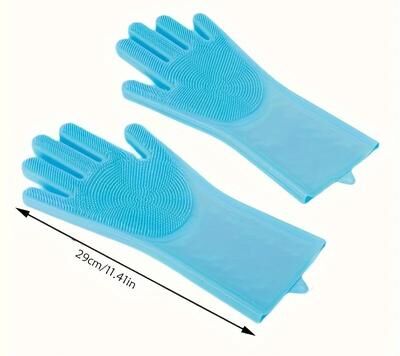 Uplifted Trends Pet Grooming Glove For Cats & Dogs Silicone Shampoo Scrubber & Hair Removal Glove Magic Dishwashing Cleaning Sponge blue