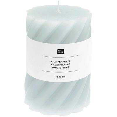Stumpenkerze 'Spiral' Mint 7x10 cm, 300 g Brenndauer: 30h