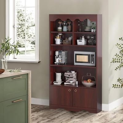 Garvee "63"" 5-Tier Retro Wooden Open Bookshelf for Bedroom & Office, Brown"