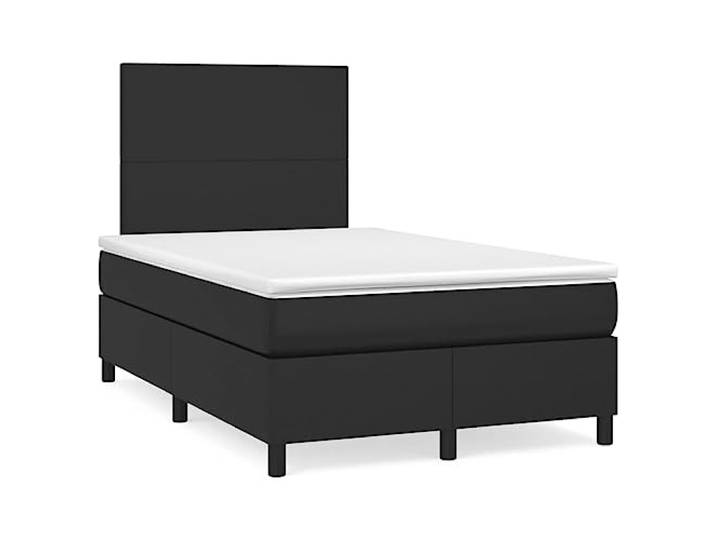 PUGYNBK Boxspringbett, 120 x 200 cm, Kunstleder, Schwarz Verstellbares Kopfteil, Taschenfederkernmatratze, mittlere Härte, einfache Reinigung