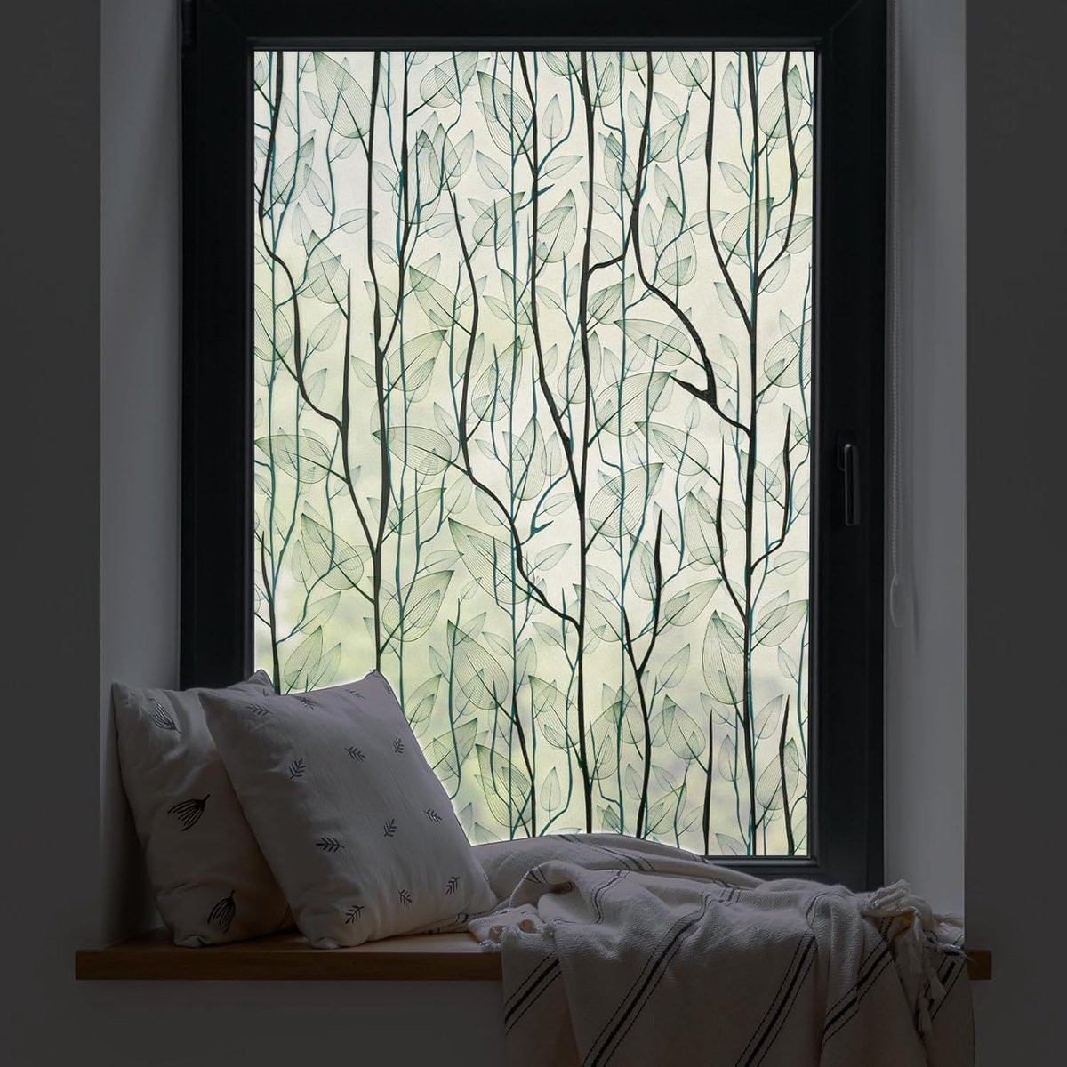 SnelShoppen 3D Privacy Raamfolie Matte Planten Stickers voor Thuis, Badkamer en Slaapkamer, 44,5 x 200 cm