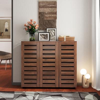 GDFStudio - Aston Modern Multi-Tier Shoe Storage Cabinet with Adjustable Shelves and Louvered Doors