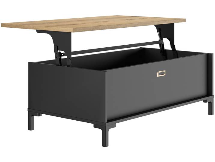 Couchtisch GAMI, schwarz (eiche helvezia nachbildung, anthrazit schwarz, eiche helvezia nachbildung), B:107cm H:42cm T:60cm, Tische, Couchtisch